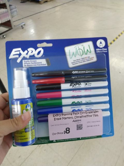 EXPO Planning Pack Dry-Erase/Wet-Erase Markers, Ultrafine/Fine Tips, Assorted