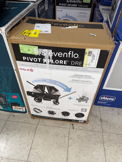 Evenflo Pivot Xplore Dreamz stroller wagon with infant car seat adapter