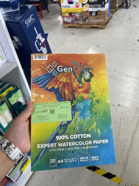 GenCrafts 100% Cotton Watercolor Paper Pad, A4 size (8.3 x 11.7 in), 20 sheets