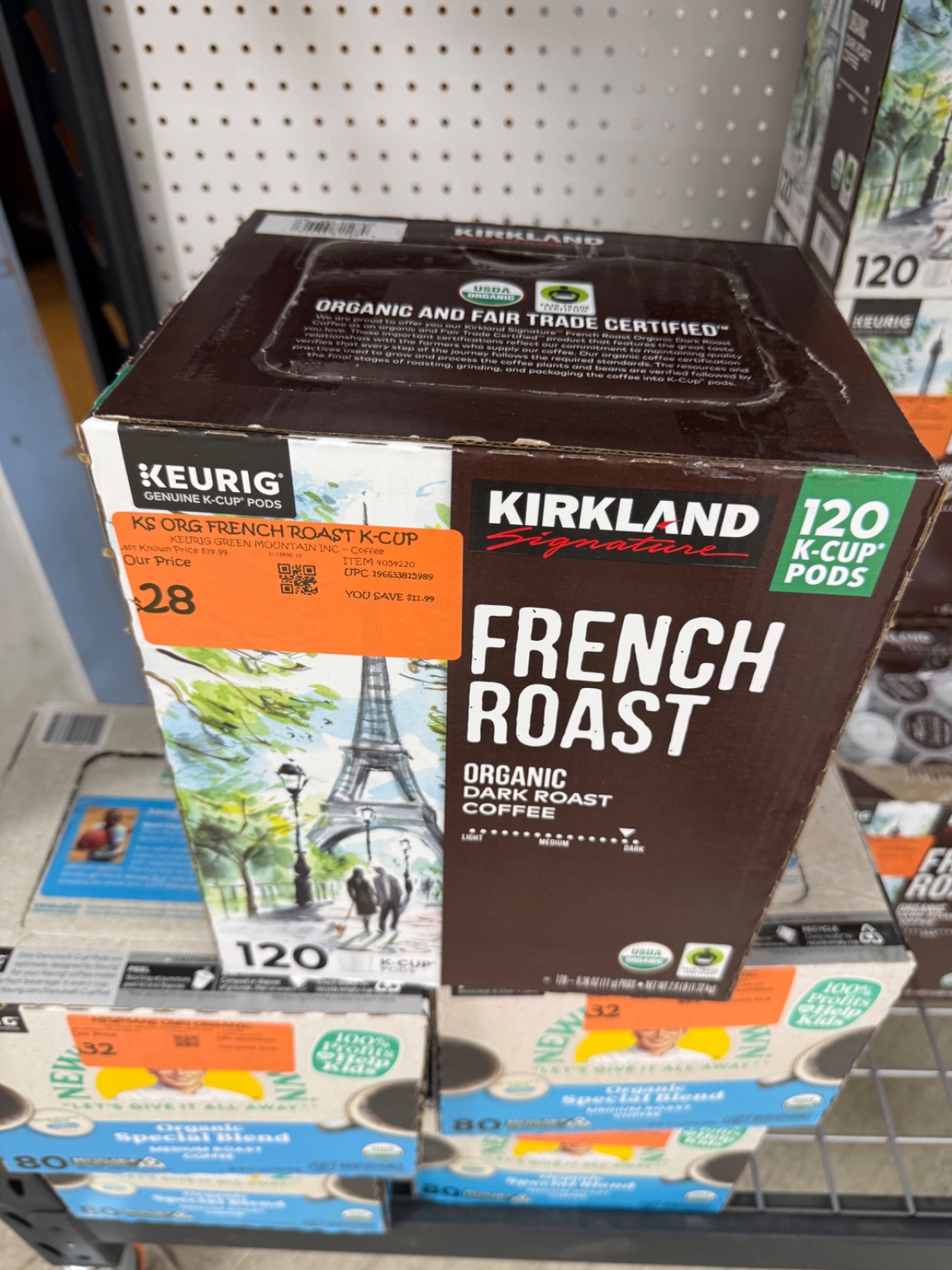 Kirkland Signature Organic French Roast K-Cup Pods, 120 Count