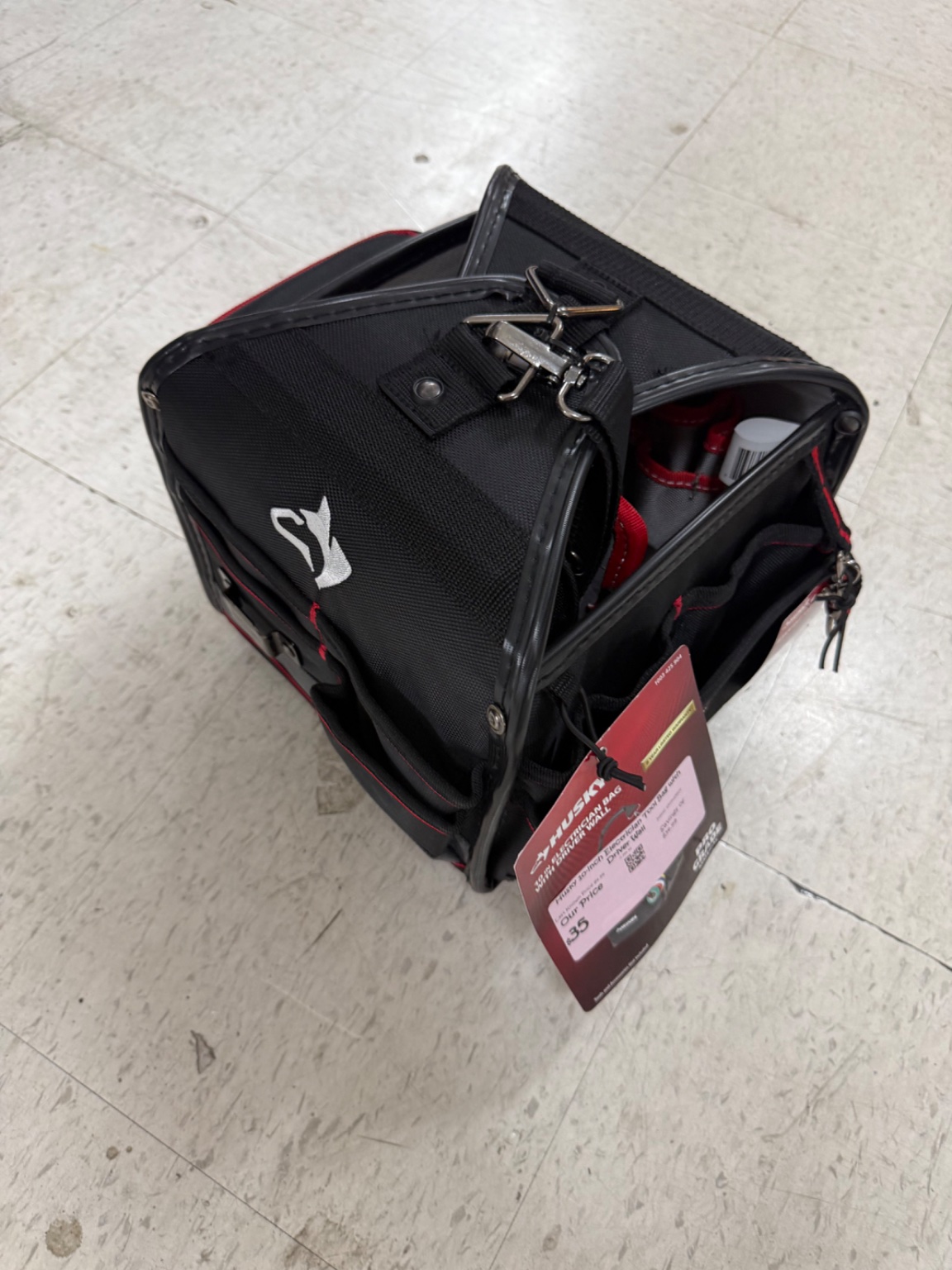 Husky 10-inch Electrician Tool Bag with Driver Wall