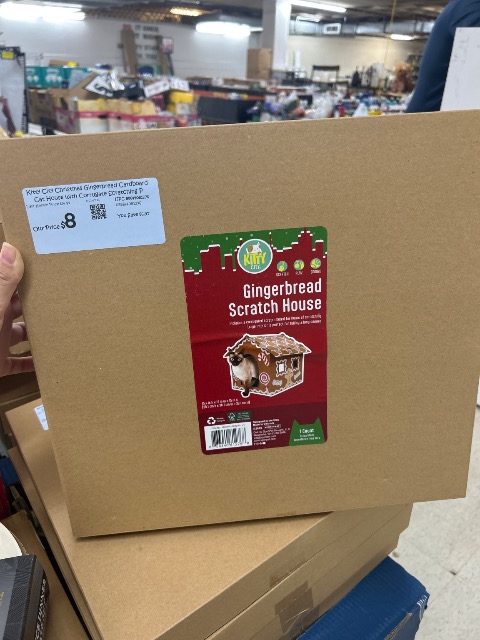 Kitty City Christmas Gingerbread Cardboard Cat House with Corrugate Scratching Pad