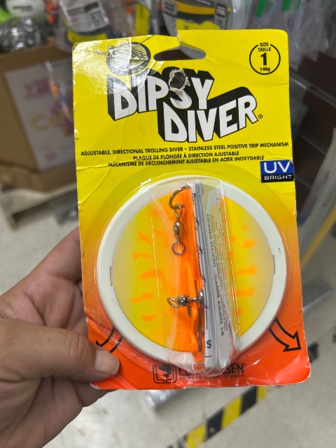 Luhr Jensen Dipsy Diver Orange Fire UV/Chrome Bottom, Size 1 (146g)