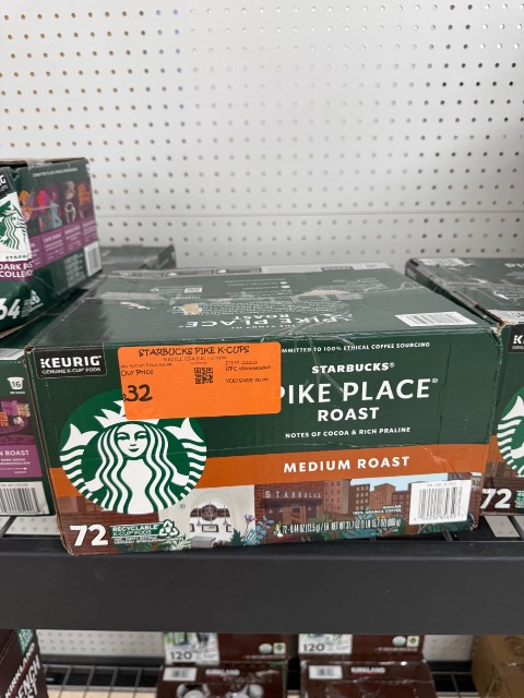 Starbucks Pike Place Roast K-Cups, 72 Count
