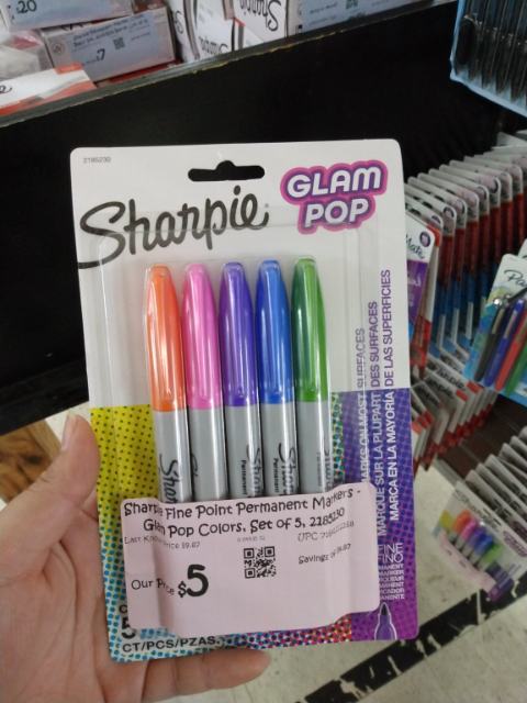 Sharpie Fine Point Permanent Markers, Glam Pop Colors, Set of 5