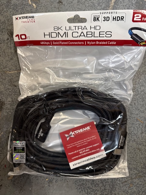 Xtreme 10 ft Premium 8K Ultra High Speed HDMI Cable, 2 pk