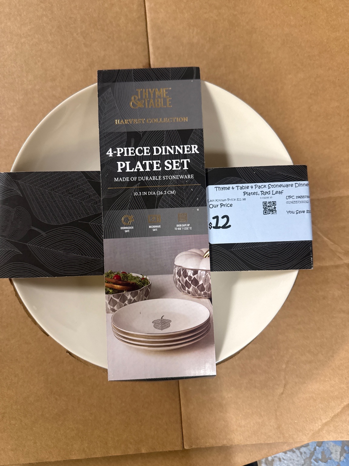 Thyme & Table 4-Piece Dinner Plate Set, Red Leaf | iLikeNew Warehouse