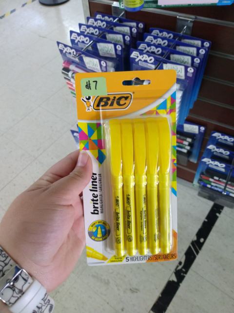 BIC Brite Liner highlighters, 5-pack, yellow