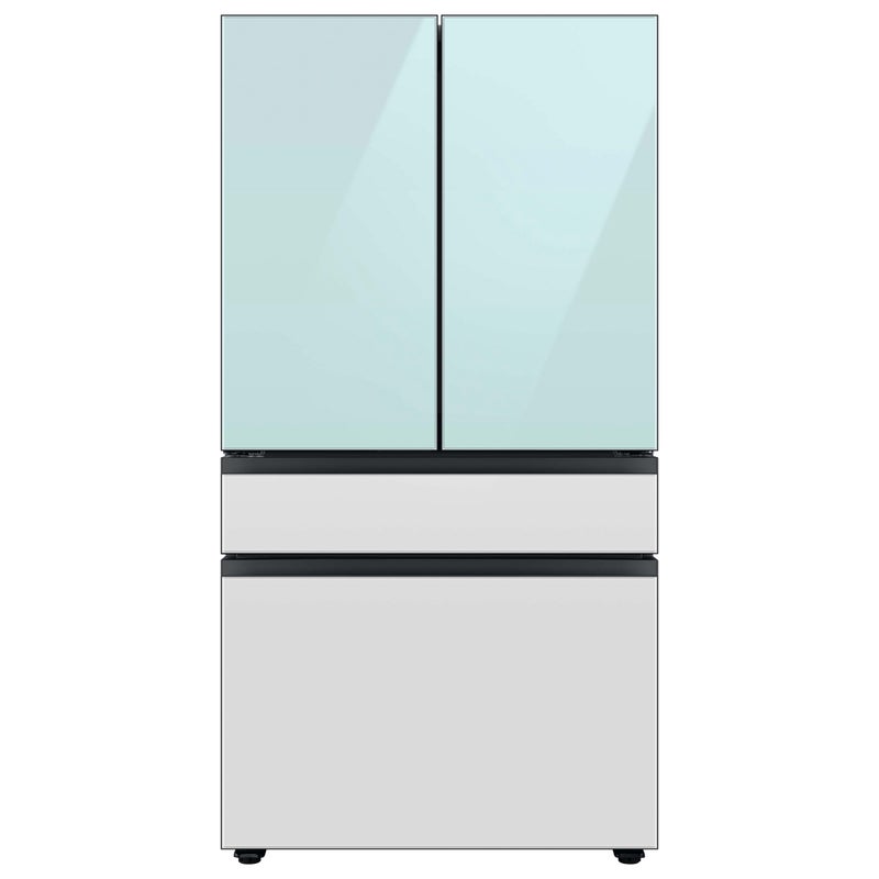 Samsung 29 cu. ft. Bespoke 4-Door French Door Smart Refrigerator with Beverage Center – Morning Blue / White Glass – RF29BB86004M